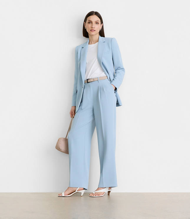 Petite LOFT Versa Crepe Drape Relaxed Blazer