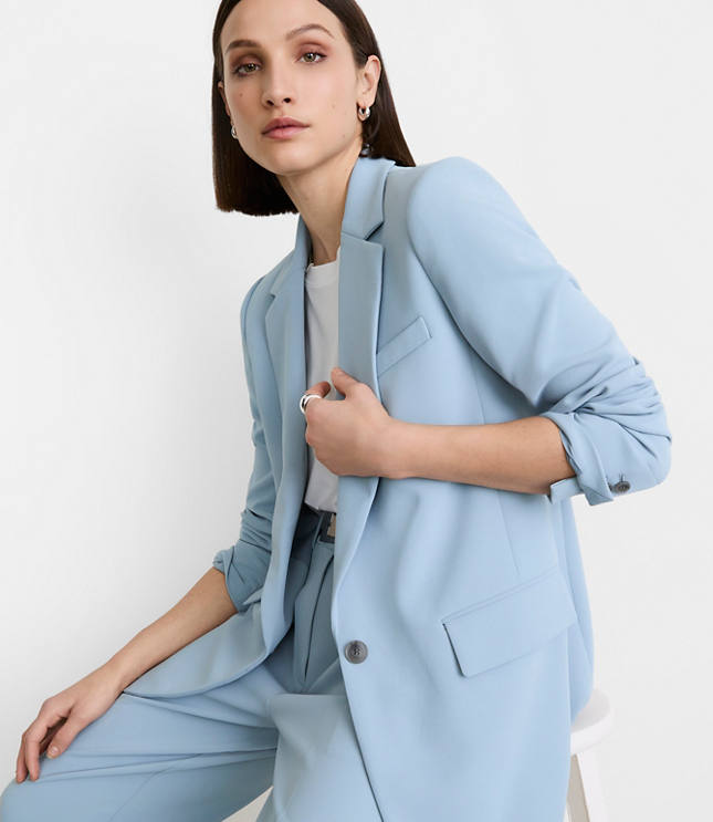 Petite LOFT Versa Crepe Drape Relaxed Blazer