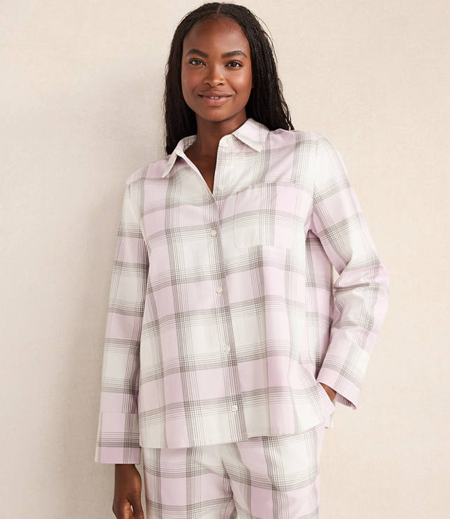 Haven Well Within Lightweight Flannel Frosted Plaid Pajama Top