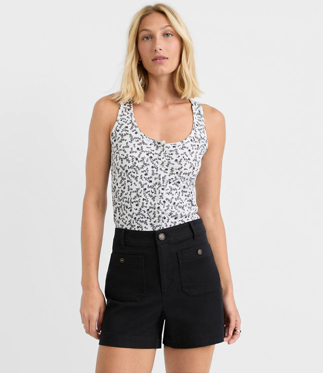 Floral Pointelle Button Tank Top