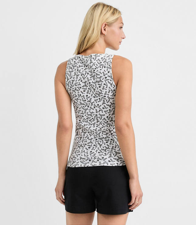 Floral Pointelle Button Tank Top