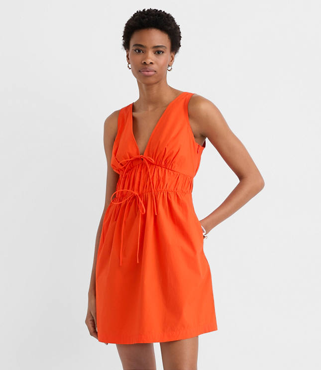 Bow Poplin Mini Pocket Dress