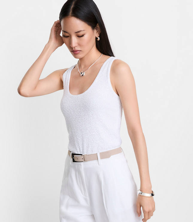 Petite LOFT Versa Sequin Tank Top