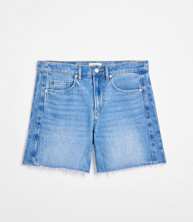 Rivete Petite Fresh Cut Seamed Boyfriend Shorts Light Wash