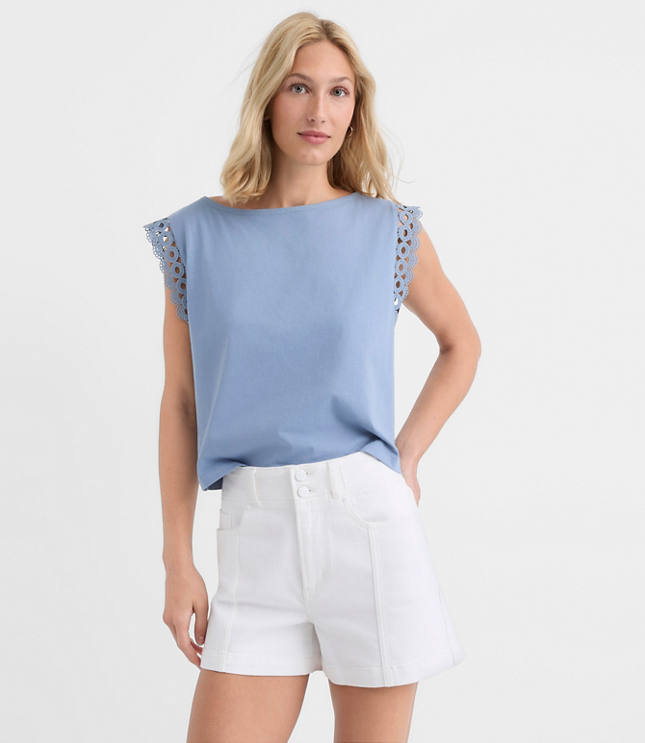Crochet Trim Modern Wedge Tee