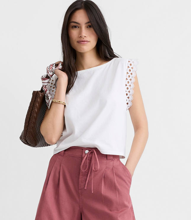 Crochet Trim Modern Wedge Tee