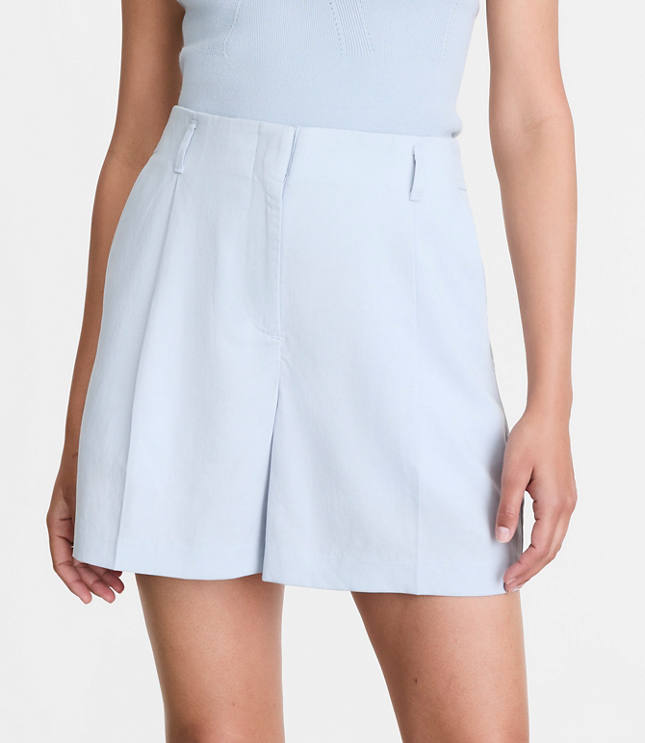 Petite LOFT Versa Pure Spun Pleated Shorts carousel Product Image 2