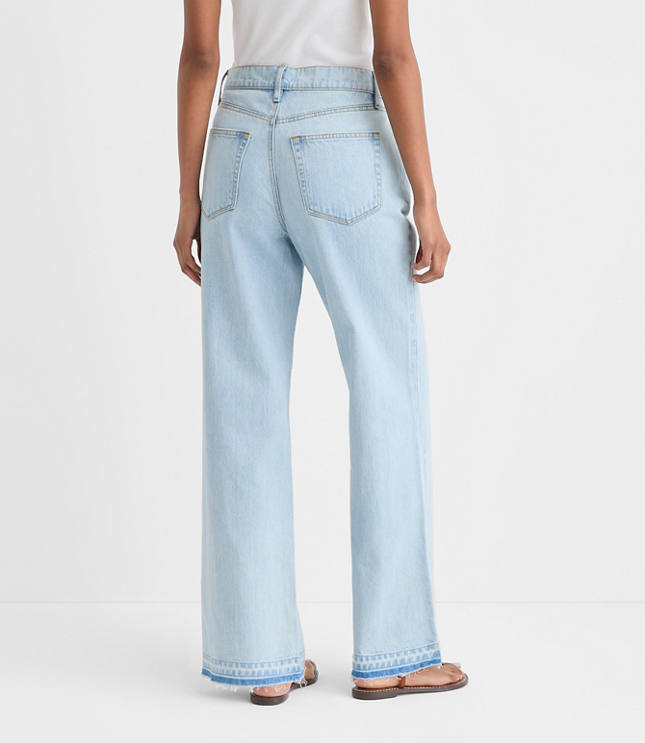 Rivete Tall Curvy Unpicked High Rise Wide Leg Jeans in Wave Wash