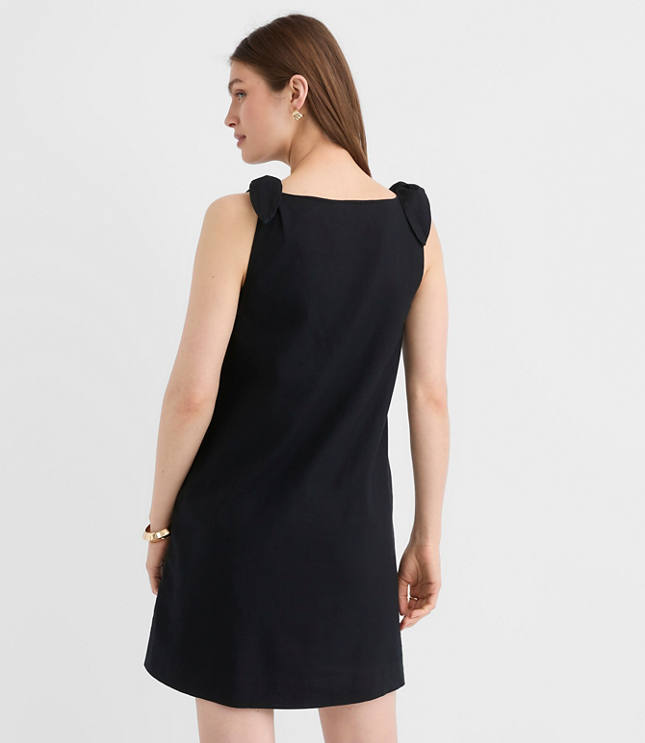Petite Linen Cotton Tie Boatneck Mini Dress carousel Product Image 3