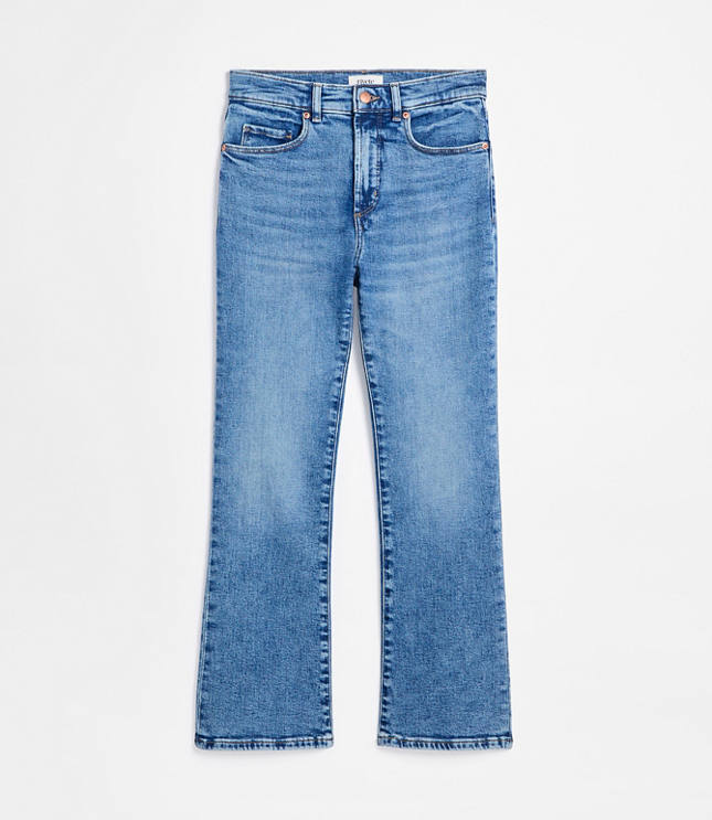 Rivete Petite Curvy High Rise Kick Crop Jeans in Authentic Mid Vintage Wash