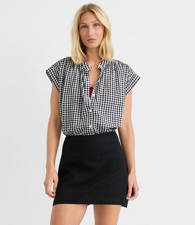 Petite Linen Cotton Modern Mini Skort