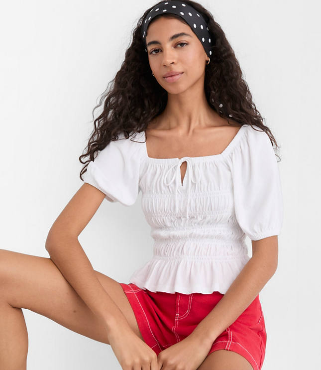 Smocked Puff Sleeve Top