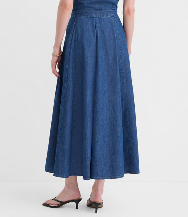 Petite Chambray Godet Midi Skirt