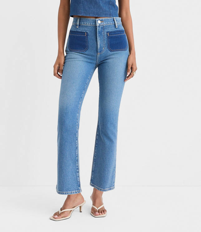 Rivete Petite High Rise Kick Crop Jeans in Shadow Blue Wash