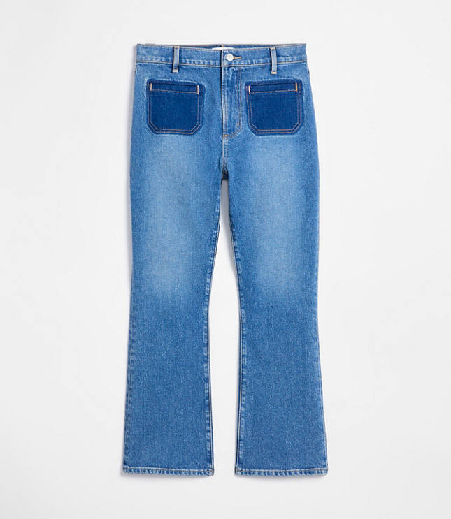 Rivete Petite High Rise Kick Crop Jeans in Shadow Blue Wash