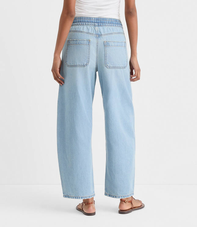 Rivete Tall Curvy Utility High Rise Pull On Jeans in Light Wash Indigo carousel Product Image 2