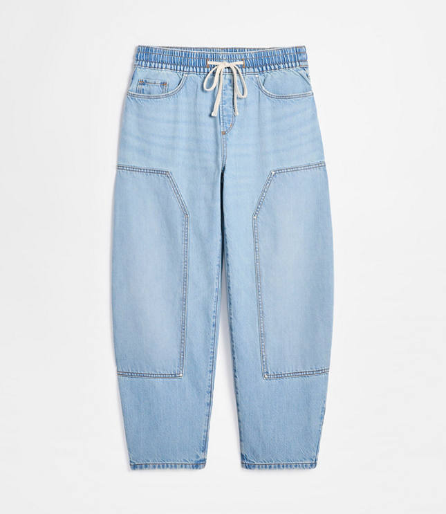 Rivete Tall Curvy Utility High Rise Pull On Jeans in Light Wash Indigo carousel Product Image 3