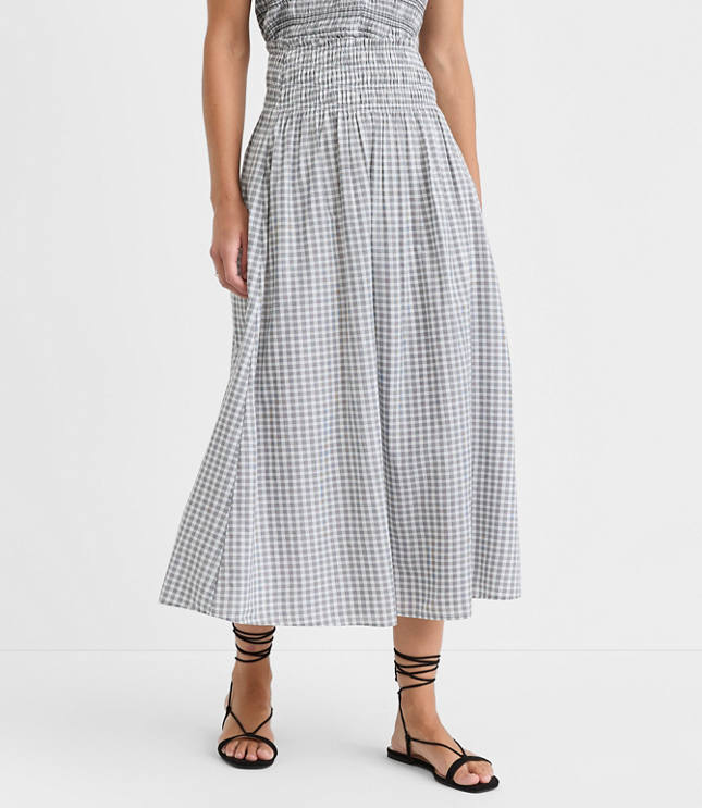 Petite Plaid Smocked Midi Skirt carousel Product Image 2