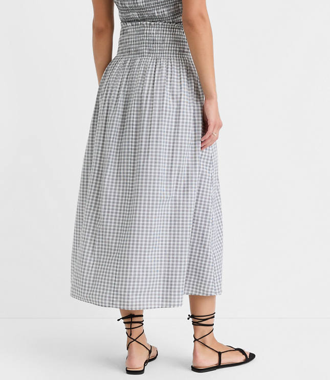 Petite Plaid Smocked Midi Skirt carousel Product Image 3