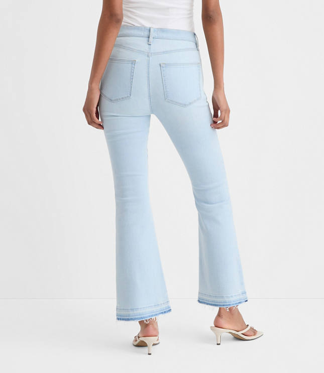 Rivete Tall Curvy Unpicked High Rise Wide Leg Crop Jeans in Wave Wash