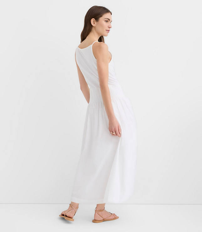 Tall Pleated Mixed Media Midi Halter Dress