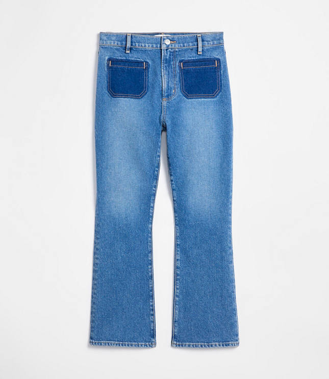 Rivete Curvy High Rise Kick Crop Jeans in Shadow Blue Wash