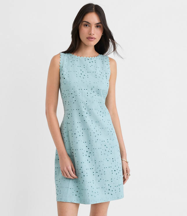 Scalloped Eyelet V-Back Mini Dress