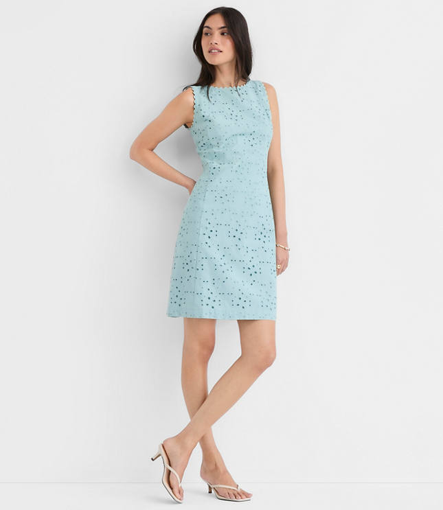 Scalloped Eyelet V-Back Mini Dress