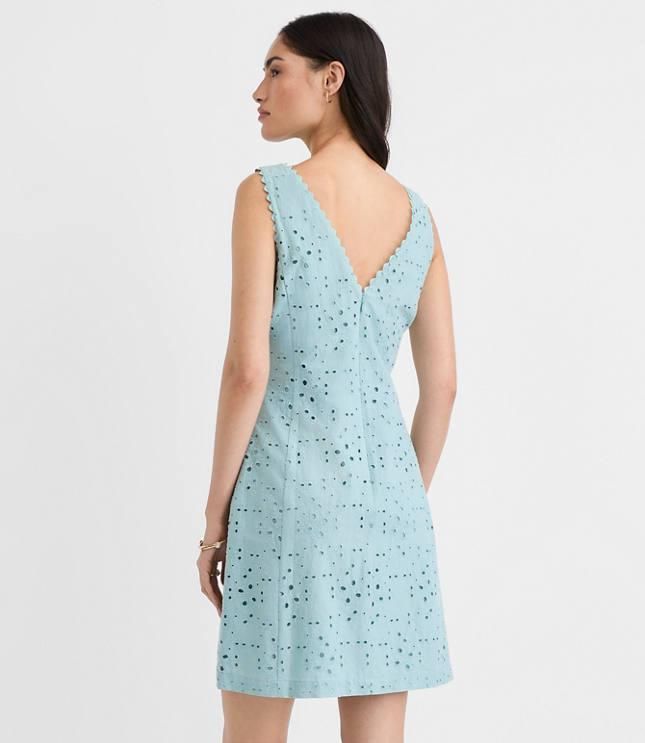 Scalloped Eyelet V-Back Mini Dress