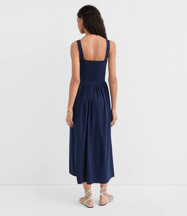 Petite Seamed Waist Square Neck Midi Dress