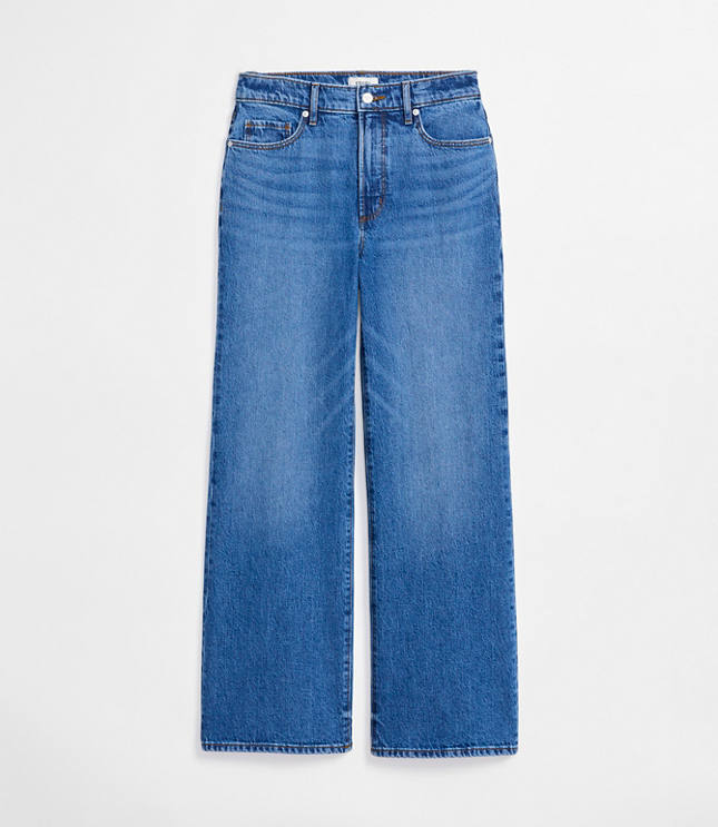 Rivete Short High Rise Wide Leg Jeans in Vintage Dark Wash