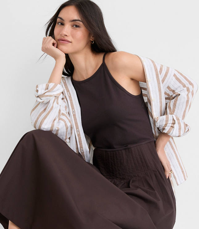 Petite Pleated Mixed Media Midi Halter Dress