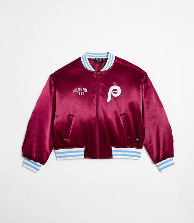 Wild Collective Phillies Satin Bomber Jacket