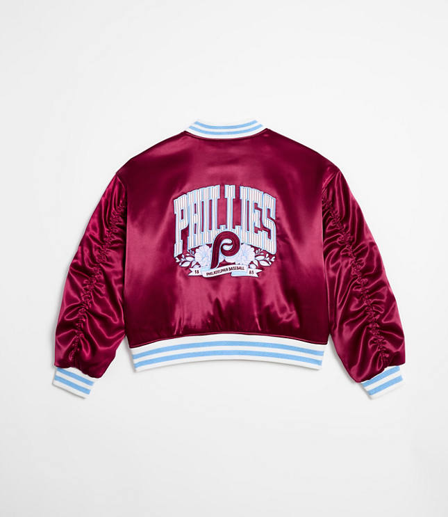 Wild Collective Phillies Satin Bomber Jacket