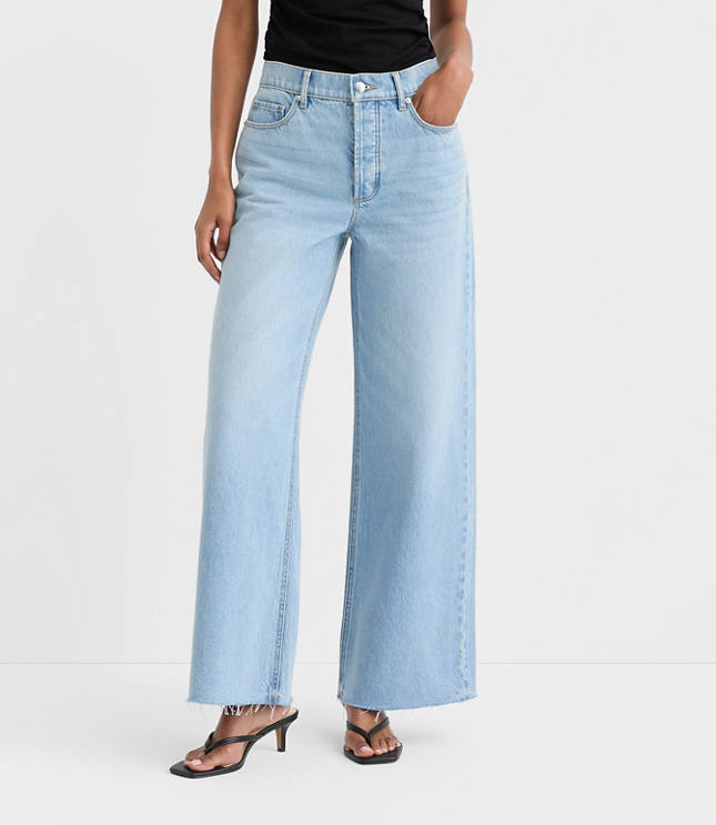 Rivete Short Fresh Cut High Rise Relaxed Wide Leg Jeans in Vintage Light Indigo