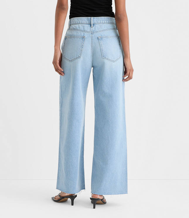 Rivete Short Fresh Cut High Rise Relaxed Wide Leg Jeans in Vintage Light Indigo