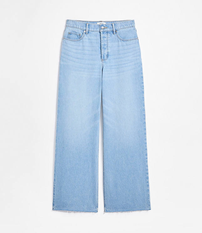 Rivete Short Fresh Cut High Rise Relaxed Wide Leg Jeans in Vintage Light Indigo