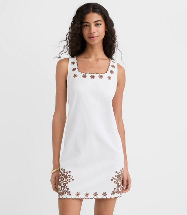 Petite Scalloped Floral Eyelet Mini Dress