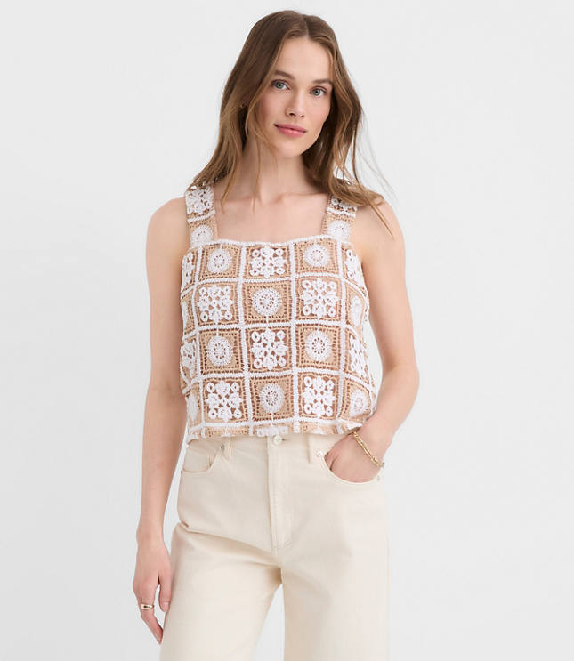 Petite Tiled Crochet Tank Top