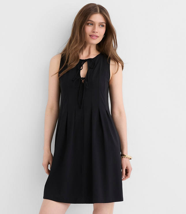Petite Pintucked Bow Mini Pocket Dress