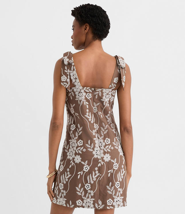 Petite Floral Eyelet Tie Strap Mini Dress