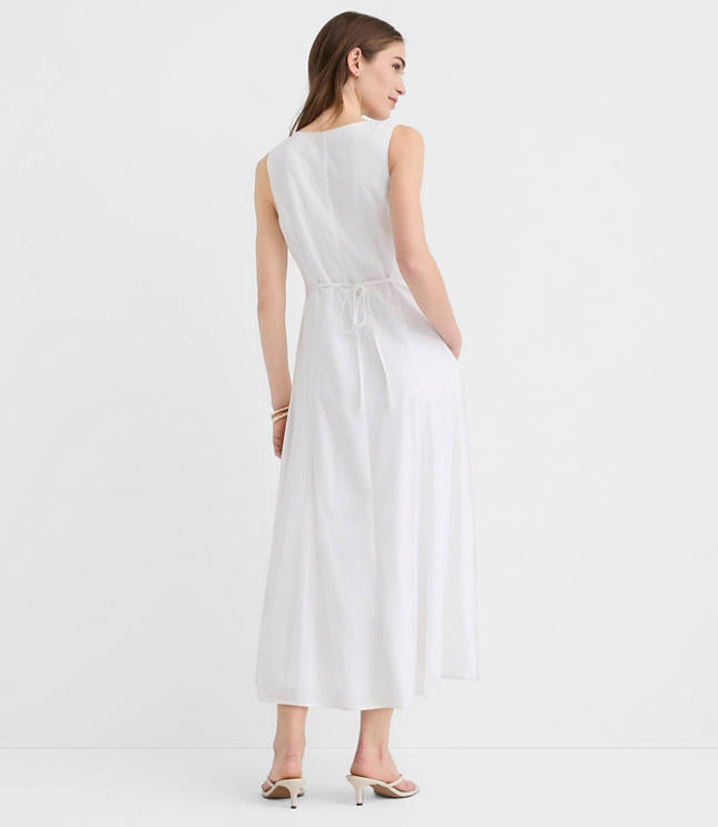 Petite Linen Cotton Vest Midi Dress