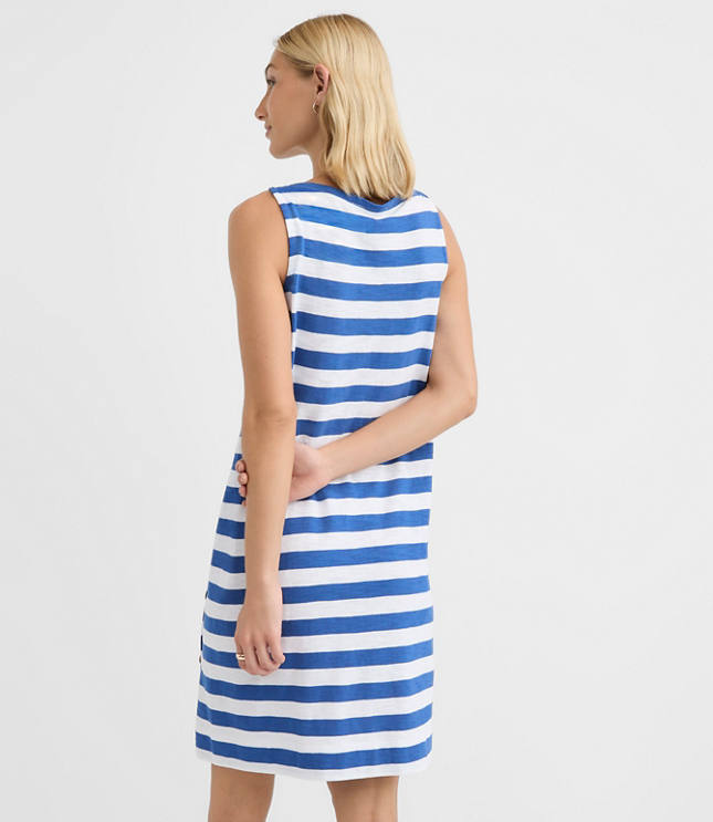 Petite Striped Side Button Mini Dress carousel Product Image 3