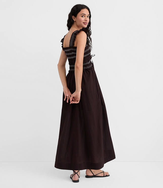 Petite Ruffle Strap Smocked Midi Dress