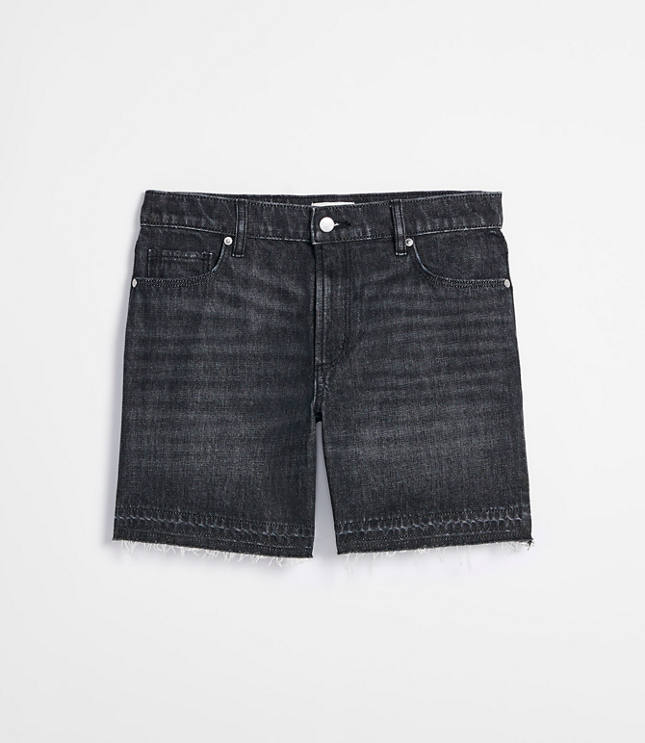 Rivete Petite Unpicked Boyfriend Shorts Noir Wash