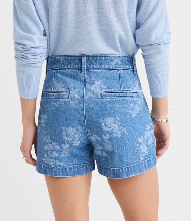 Petite Palmer Denim Shorts in Floral Classic Mid Wash carousel Product Image 3