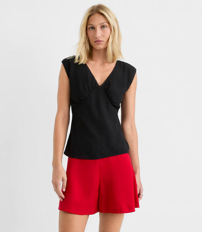 Lace Trim Cap Sleeve Top