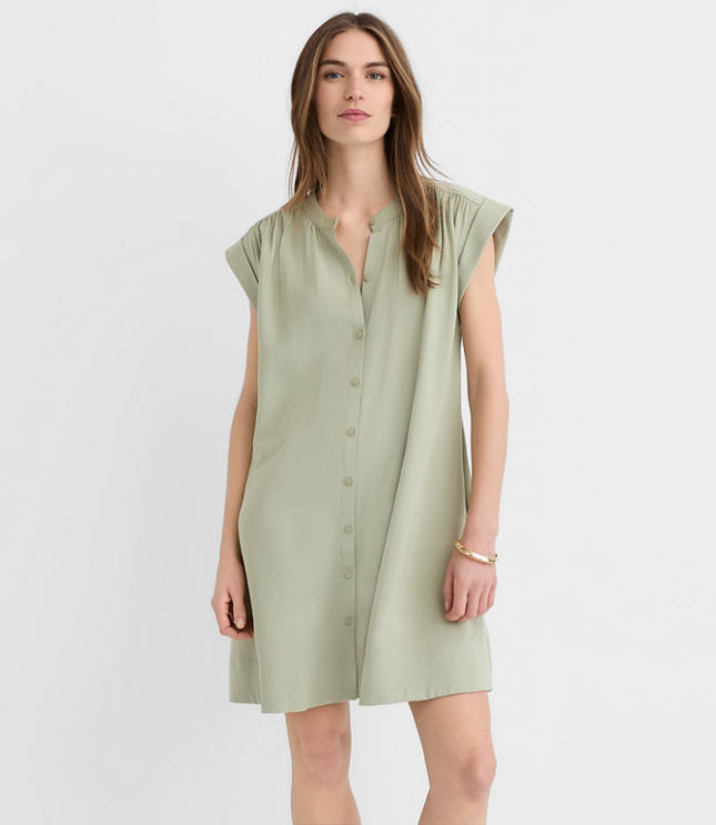 Petite Shirred Mini Pocket Dress