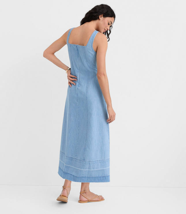 Petite Chambray Released Hem Midi Dress