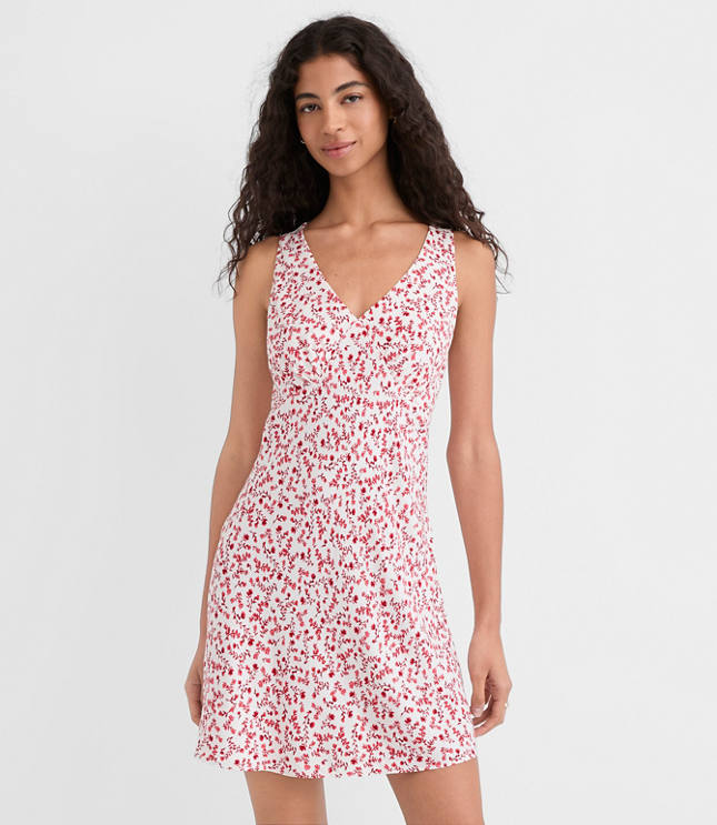 Petite Floral V-Neck Mini Dress